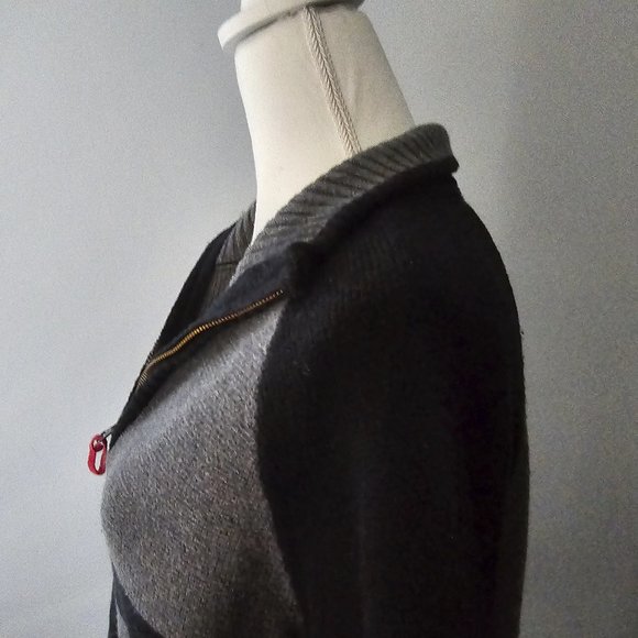 men's AEROPOSTALE 3/4 zip SWEATER black STRAIGHT HEM warm RED gray - Picture 6 of 13